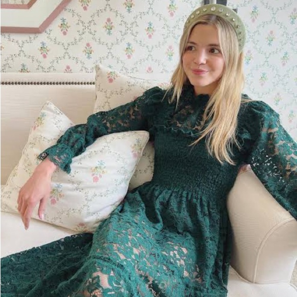 💚 FLAWED - Hill House Green Moire Jeweled Halo Headband 💚 - Picture 6 of 15